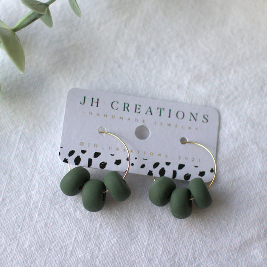 Green Bead Hoops